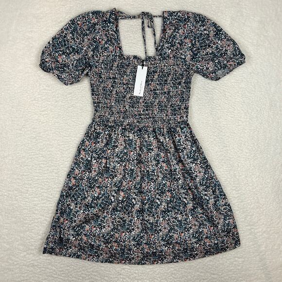 Michael Stars Sz SP Jude Puff Sleeve Smocked Mini Dress Pockets Cottagecore NEW - Picture 1 of 12